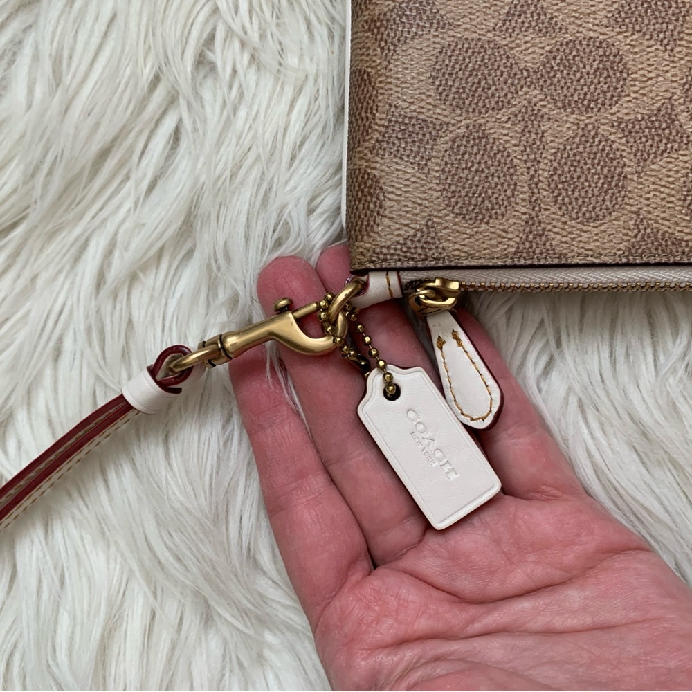 Coach Small Wristlet In Colorblock Signature Canvas - Picture 8 of 15